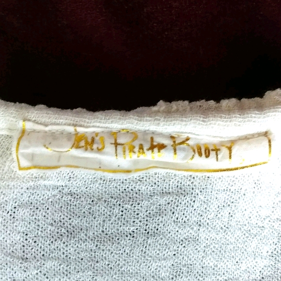 JEN'S PIRATE BOOTY XS CROP CREAM GAUZE BUTTON TOP - Picture 6 of 11